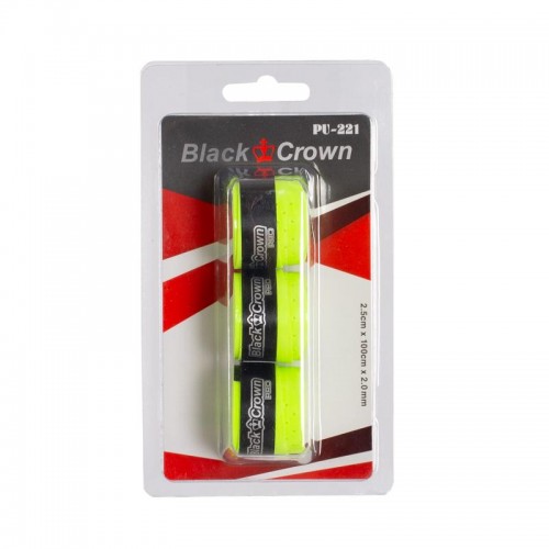 Blister Corona Nera Perforado Amarillo Fluor 3 Overgrips