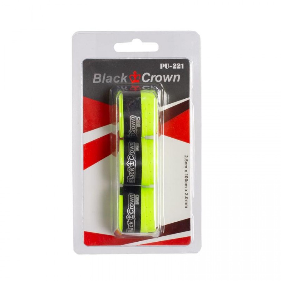 Blister Corona Nera Perforado Amarillo Fluor 3 Overgrips