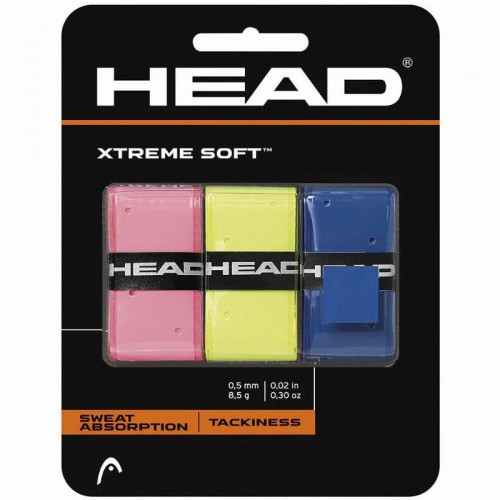 Blister Overgrips Head Xtreme Soft Rosa Giallo Blu 3 Unità