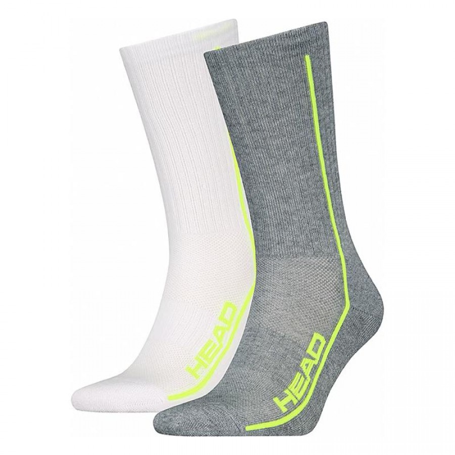 Calzini Head Performance Crew Bianco Grigio Lime 2 Paia  Offerta + Economico