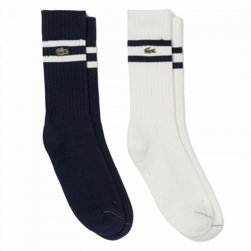 Calzini Lacoste High Cut Navy Bianco 2 Paia