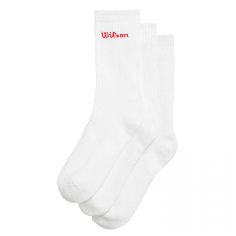 Calzini Wilson Crew Bianco Rosso 3 Paia  Offerta + Economico