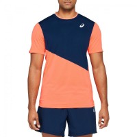 Asics Club Maglietta Corallo Blu Navy