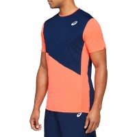 Asics Club Maglietta Corallo Blu Navy