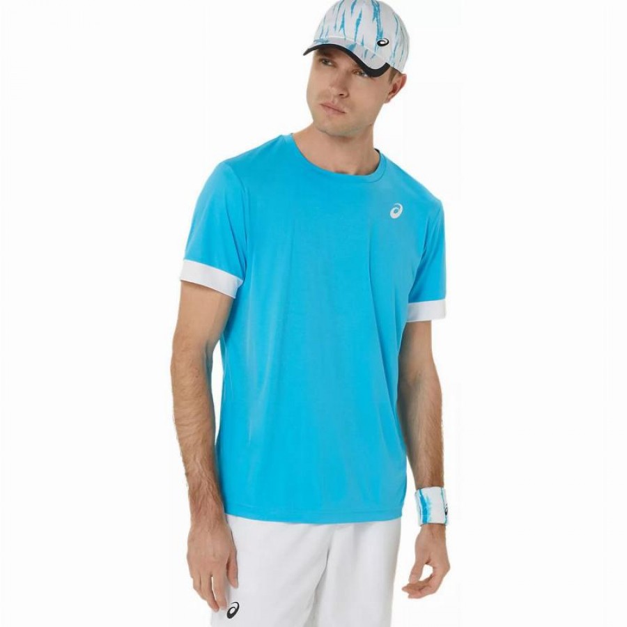 Asics Court Aqua Maglietta Bianco Lucido  Offerta + Economico