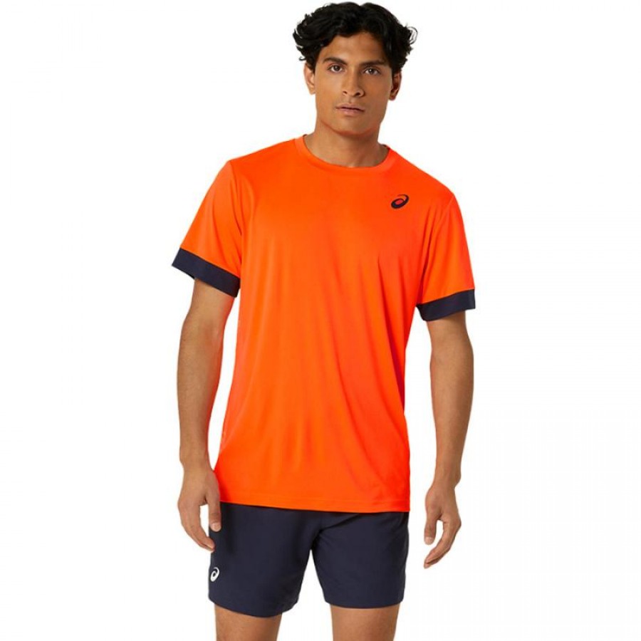 Asics Court Maglietta Blu Notte Arancione  Offerta + Economico