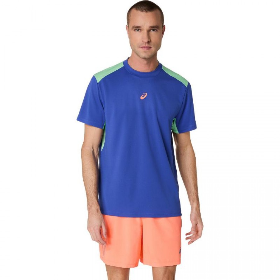Asics Padel Court SS Top Maglietta Blu Cobalto Menta