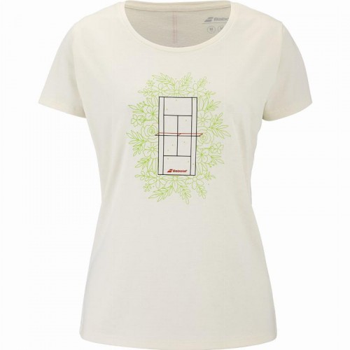 Camiseta Babolat Esercizio Messaggio Crema Mujer