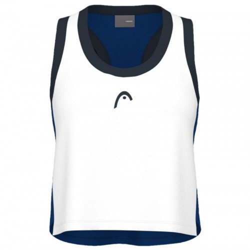 Camiseta Head Play Top Corto Blanco Azul Royal Mujer