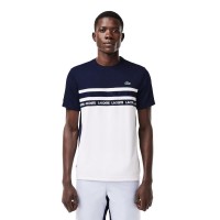 T-shirt Lacoste Ultra Dry bianca blu navy  Offerta + Economico