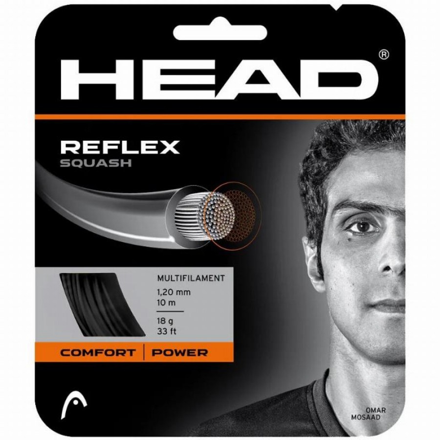 Squash 10m Head Reflex 1.20mm Corda Nera  Offerta + Economico