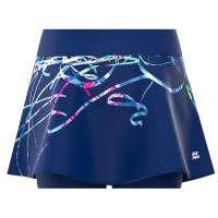 Falda Bidi Badu Decoro Stampato Ondulato Azul Oscuro