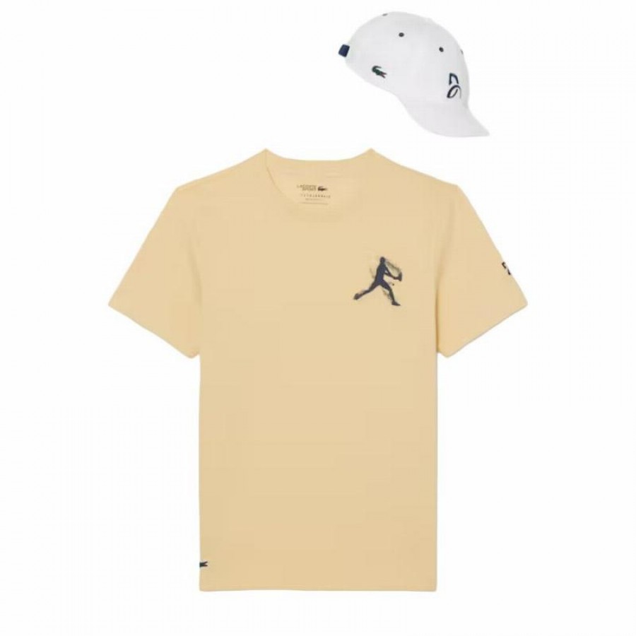 Pacca Lacoste Maglietta Novak Djokovic Cappello Giallo e Bianco