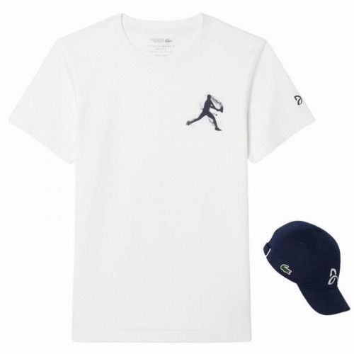 Pack Lacoste Novak Djokovic T-shirt bianca e cappellino blu scuro