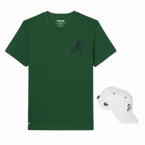 Pack Lacoste Novak Djokovic T-Shirt Cappellino Verde e Bianco