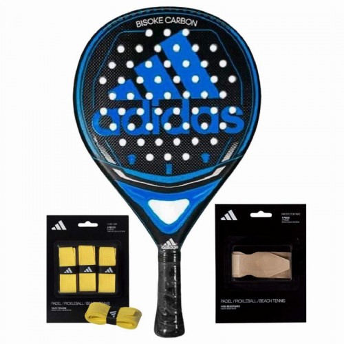Pacchetto racchette Adidas Bisoke Carbon Blue con overgrip e protezione