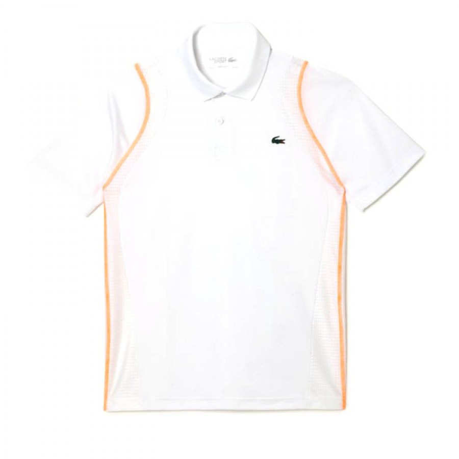 Lacoste Polo in Poliestere Riciclato Bianco Arancio  Offerta + Economico