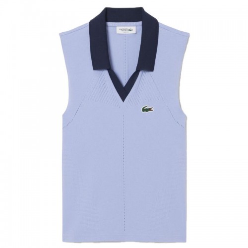 Polo Lacoste Vestibilità Aderente Violeta Azul Marino Mujer