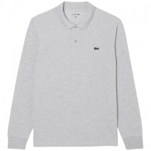 Polo Manga Larga Lacoste Regular Fit Algodon Gris Vigore