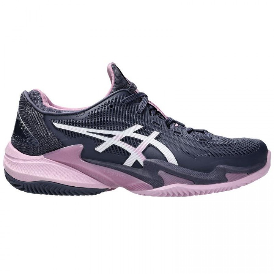 Sneakers Asics Court FF 3 Indigo Blu Bianco Donna - TERRA BATTUTA  Offerta + Economico